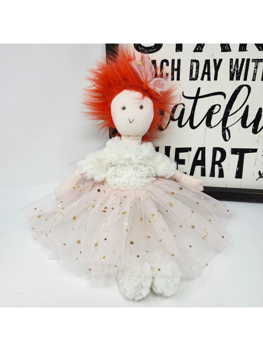 Olivia Fairy Princess Doll Plush Orange Hair Pink Star Tutu 15"